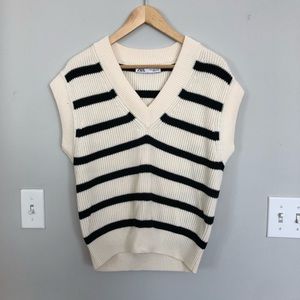 Zara Striped Oversized Sweater Vest | Size S